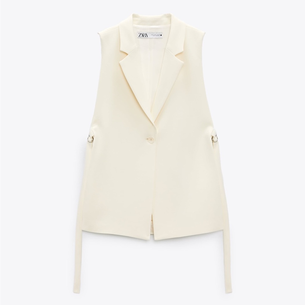 Zara- Vest with Slits- Cream Color- Size XS